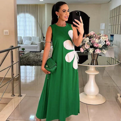 Women's Elegant Printed Sleeveless Dress