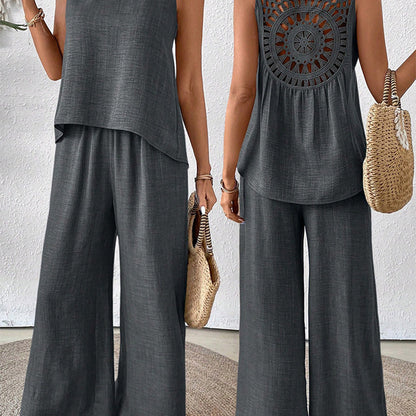 ⏰Last Day Hot Sale!!⌛✨2025 New Arrivals 50% OFF✨Sleeveless Top & Wide-Leg Pants Set