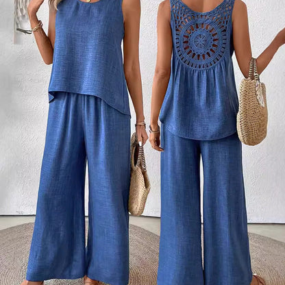 ⏰Last Day Hot Sale!!⌛✨2025 New Arrivals 50% OFF✨Sleeveless Top & Wide-Leg Pants Set