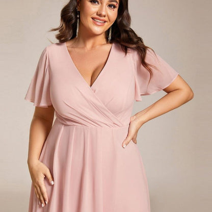 💗Summer Specials💗Women's Elegant V-Neck Ruffled Short Sleeve Dress