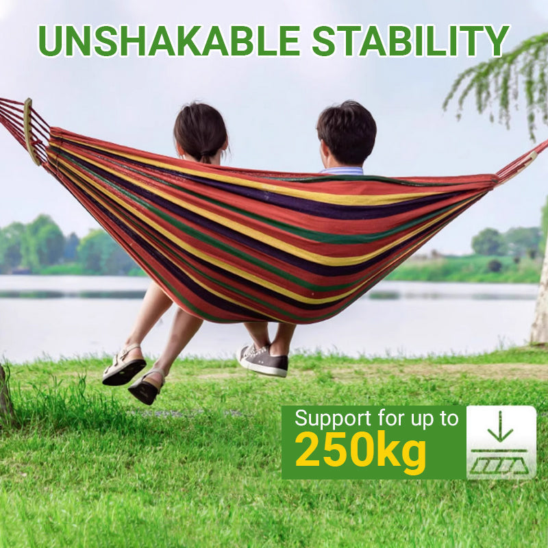 ⏳🔥LIMITED-TIME 50% OFF! 🏖️ Reinforced Multi-Person Striped Hammock – Relax Anywhere in Comfort ✨