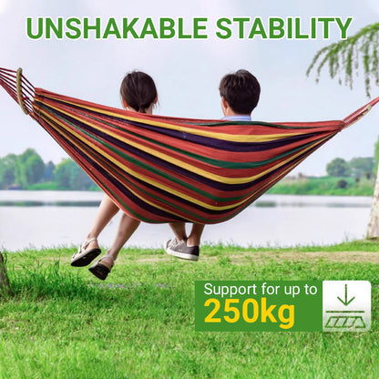 ⏳🔥LIMITED-TIME 50% OFF! 🏖️ Reinforced Multi-Person Striped Hammock – Relax Anywhere in Comfort ✨