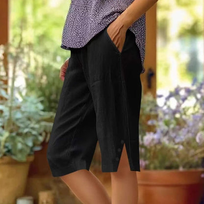 🔥Hot Sale Deals-Women's Casual Solid Color Pocket Capri Pants