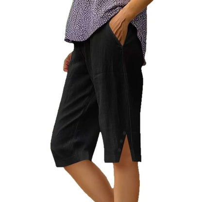 🔥Hot Sale Deals-Women's Casual Solid Color Pocket Capri Pants