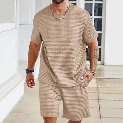 Men's Sports Casual Solid Color 2-Piece Set