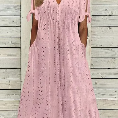 ⏰Hot Sale 49% Off💃Women's Elegant V-Neck Hollow-Out Solid Dress