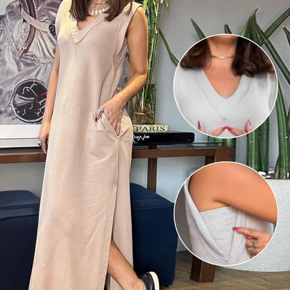 💕What should I wear tomorrow?💕Women's V-Neck Sleeveless Split Maxi Dress