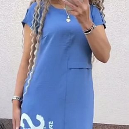 Women's Casual Short Sleeve Side Slit Loose Fit Dress