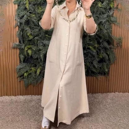 Stylish Shirt-style Minimalist Long Dress