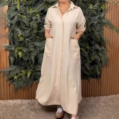 Stylish Shirt-style Minimalist Long Dress