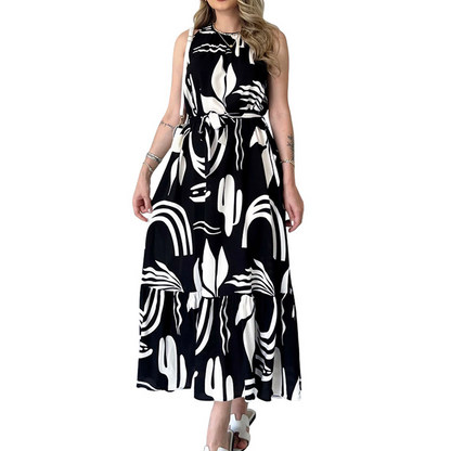 ⏰Last Day Sale 49% Off💃Women’s Sleeveless Black and White Maxi Dress