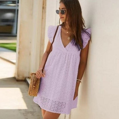 Casual Hollow Out Mini Dress for Women