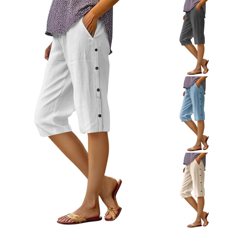 🔥Limited-time 50% off-Women's Casual Loose Cotton Linen Breathable Capri Pants
