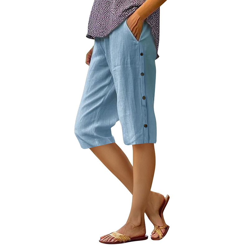 🔥Limited-time 50% off-Women's Casual Loose Cotton Linen Breathable Capri Pants