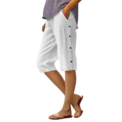 🔥Limited-time 50% off-Women's Casual Loose Cotton Linen Breathable Capri Pants