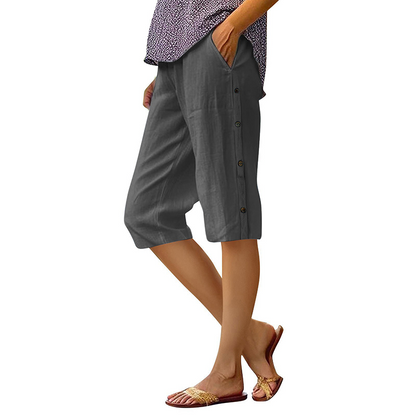 🔥Limited-time 50% off-Women's Casual Loose Cotton Linen Breathable Capri Pants