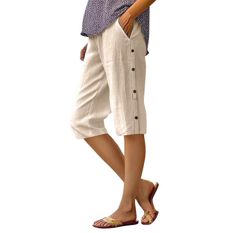 🔥Limited-time 50% off-Women's Casual Loose Cotton Linen Breathable Capri Pants