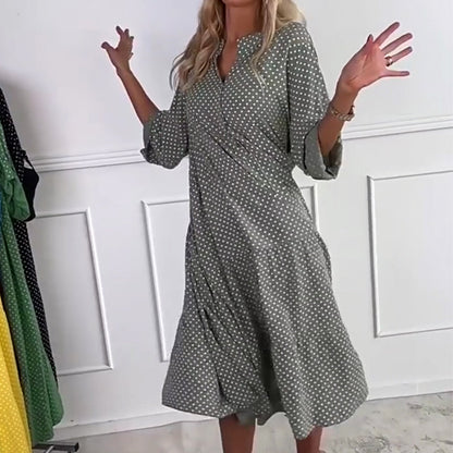 🔥Bohemian Style Latest🌟Women’s Polka Dot Button Loose Fit Dress