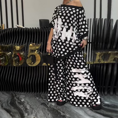 ⏳Time-limited Special⏰Women’s Fashion Oversize Top & Wide-Leg Pants 2 PCS Set