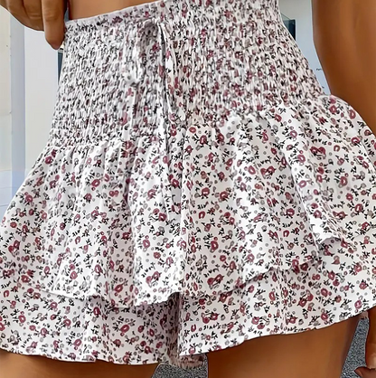 Lightweight Slimming Floral Ruffle Tiered Skirt