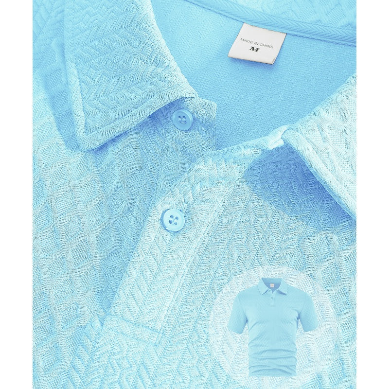 🔥Hot Sale Deals-Men’s Diamond Pattern Turn-Down Collar Short Sleeve Top & Drawstring Shorts 2-Piece Set