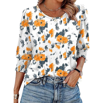 Women's Casual Printed Round Neck Top