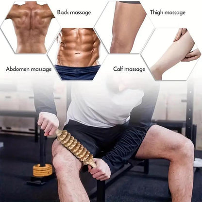 🔥12 Rollers Curved Wooden Massage Stick