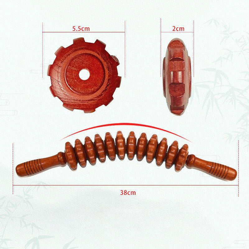 🔥12 Rollers Curved Wooden Massage Stick