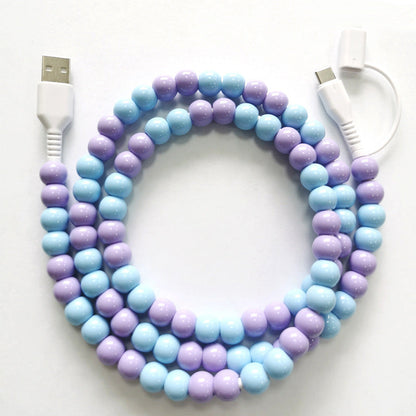 🔥HOT SALE🔥2-In-1 USB To Type-C ＆ Lightning Beaded Charger Cord