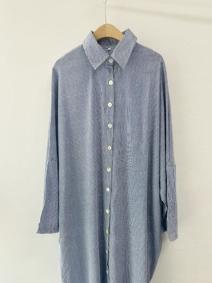 👗 50% OFF! 💐 Striped Cardigan – Loose & Asymmetrical Dress, Comfortable Fit & Relaxed Style