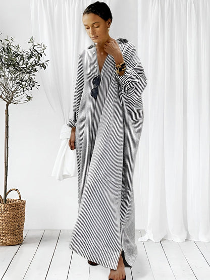 👗 50% OFF! 💐 Striped Cardigan – Loose & Asymmetrical Dress, Comfortable Fit & Relaxed Style
