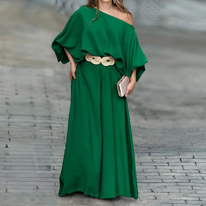 One-Shoulder Top & Wide-Leg Pants Set