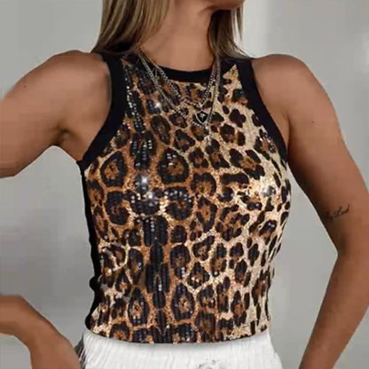 Sequin Round Neck Slim Fit Tank