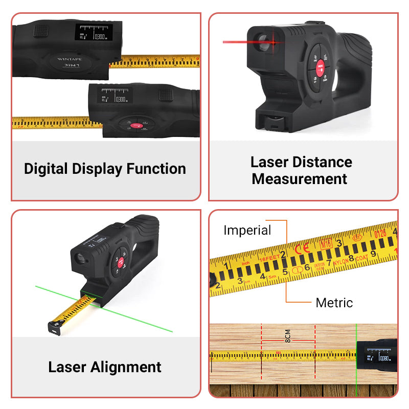3-in-1 Rechargeable Smart Digital Laser Measuring Tape