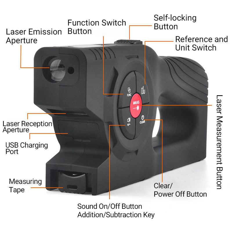 3-in-1 Rechargeable Smart Digital Laser Measuring Tape