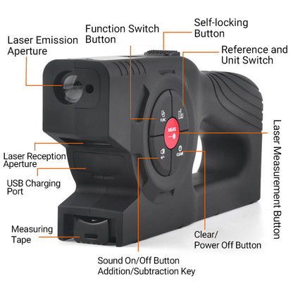 3-in-1 Rechargeable Smart Digital Laser Measuring Tape
