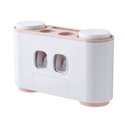 No-Drill Wall-Mounted Toothpaste Dispenser & Toothbrush and Cup Holder