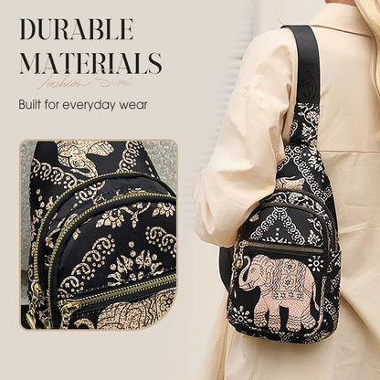 Boho Elephant Print Crossbody Bag