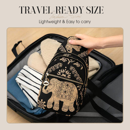 Boho Elephant Print Crossbody Bag