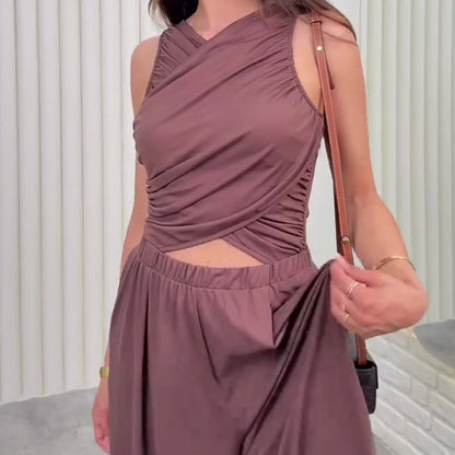Women's Wrap Crop Top & Wide-Leg Pants Set
