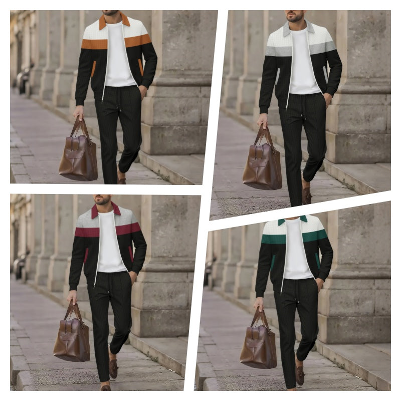 ⌛Limited-Time Offer-Trendy Men's Two-Piece Set - Color-Block Jacket & Pants
