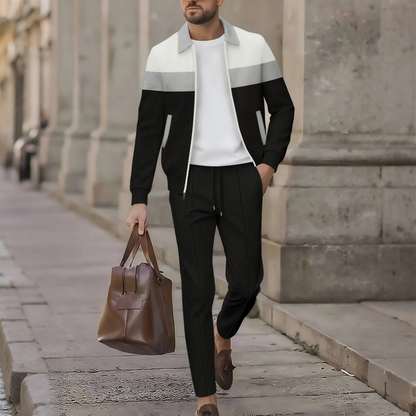 ⌛Limited-Time Offer-Trendy Men's Two-Piece Set - Color-Block Jacket & Pants