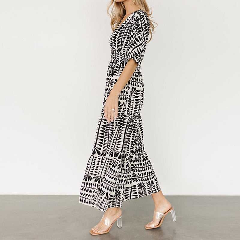 Women’s V-Neck A-Line Flowy Dress