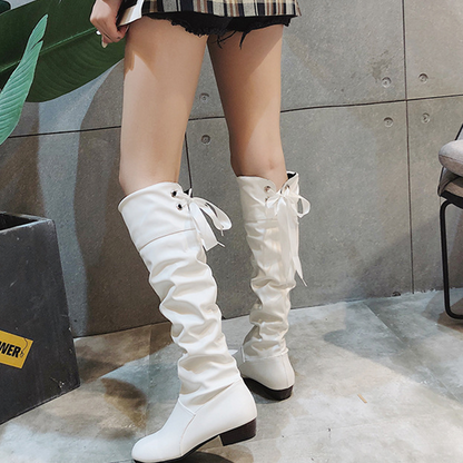 Elegant High Boots With Bow Detail