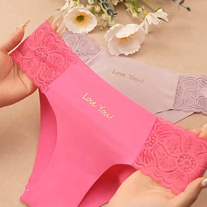 💜 LAST DAY PROMOTION - 50%OFF 💜 Women's Breathable Letter Print Lace Trim Briefs