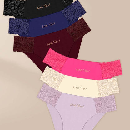 💜 LAST DAY PROMOTION - 50%OFF 💜 Women's Breathable Letter Print Lace Trim Briefs
