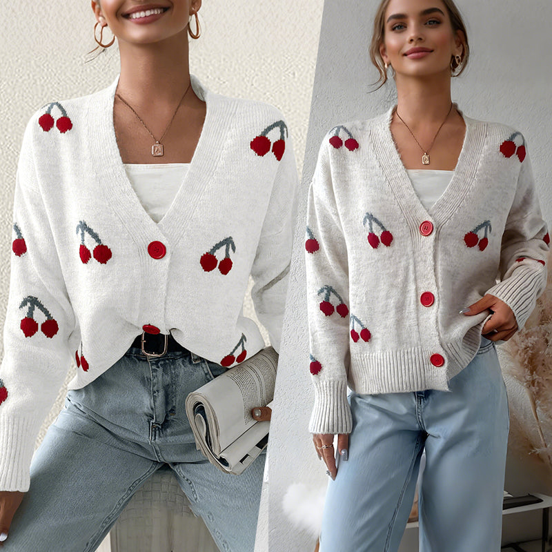 Women’s Casual Sweet Cherry Cardigan