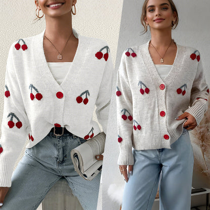 Women’s Casual Sweet Cherry Cardigan