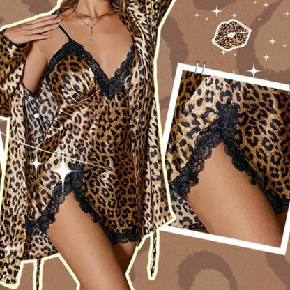 ⏳Limited time 50% discount💥Sexy Leopard Print Robe & Nightgown Set
