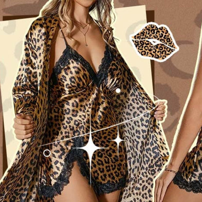 ⏳Limited time 50% discount💥Sexy Leopard Print Robe & Nightgown Set